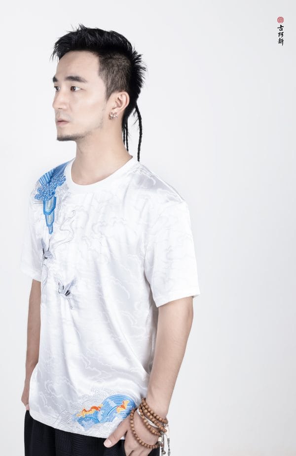 Ocean Wave White Crane T shirt - Image 5