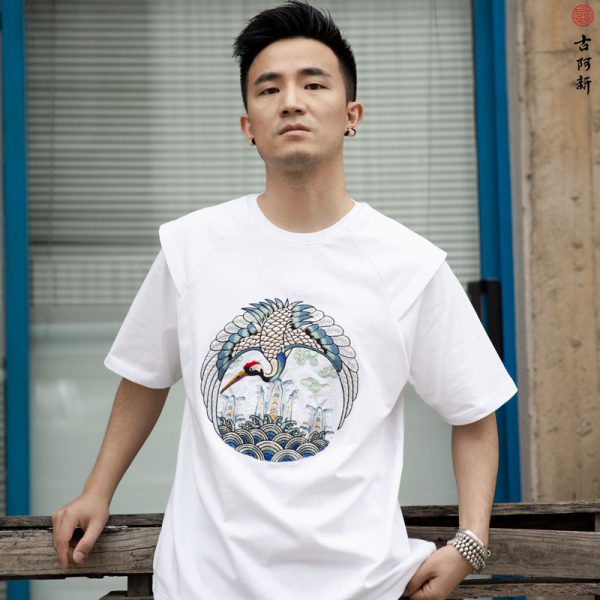 Cloud Sea White Crane T shirt - Image 2