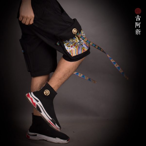 Retro Metal Copper Buckle Shorts - Image 2