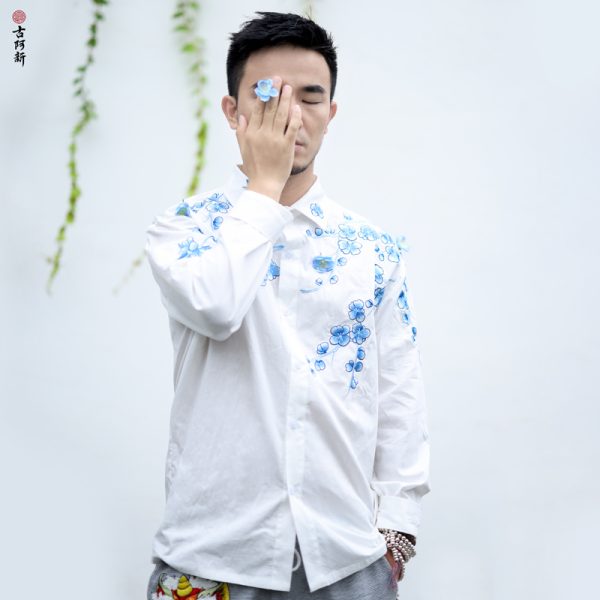Blue plum blossom Long sleeved shirt - Image 2