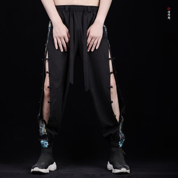 Dragon patterned glazed tile Casual pants - Image 4