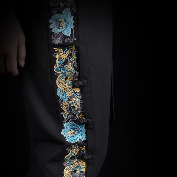 Dragon patterned glazed tile Casual pants - Image 3
