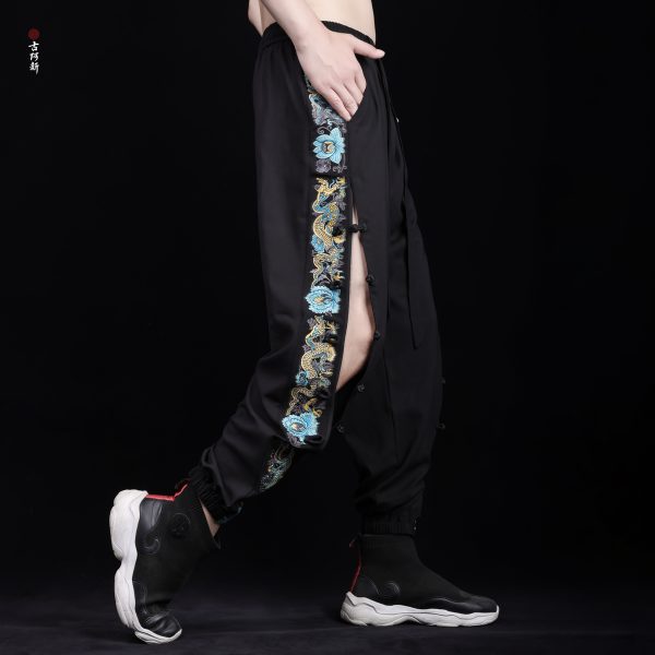 Dragon patterned glazed tile Casual pants - Image 2